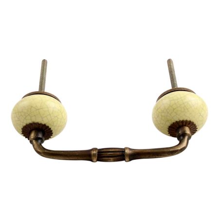 Light Yellow Crackle Ceramic Bridge Handle